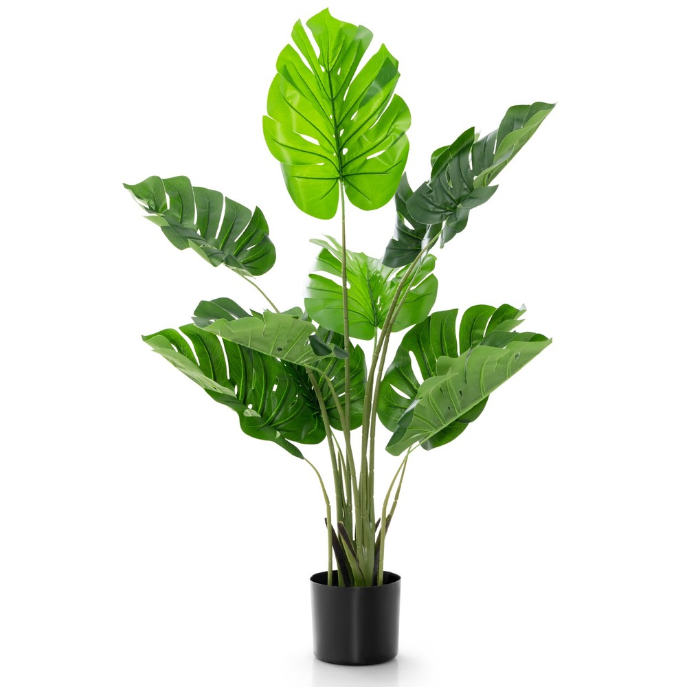 4 FT Artificial Monstera Deliciosa Tree W/10 Leaves of Different Sizes 10 Trunks