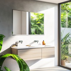 Rectangular Frameless Mirror Over Sink Shatter-proof Bathroom Mirror Home Decor