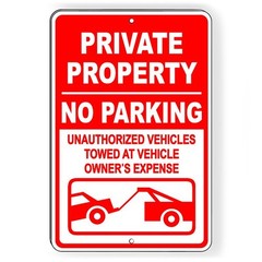 Private Property No Parking Vehicles Towed Metal Sign Or Decal 6 SIZES SP006