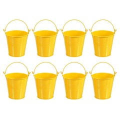 8 Pcs 3″x3″ Small Metal Buckets Mini Galvanized Easter Buckets Yellow
