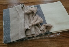 Causebox Imani Collective Throw Blanket (Cream/Blue/Brown) Tassel 52×60 in