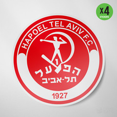 (4 Pack) Hapoel Tel Aviv FC Israel Vinyl Sticker Decal Football Soccer Jerusalem