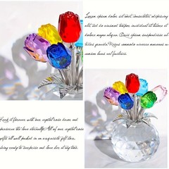 Crystal Gemstone Rose Flower Colourful Rose Bouquet Eternal Ornament Gift