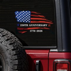 2 Pack America 250th Anniversary 1776-2026 Car Window Decals, American Flag Viny