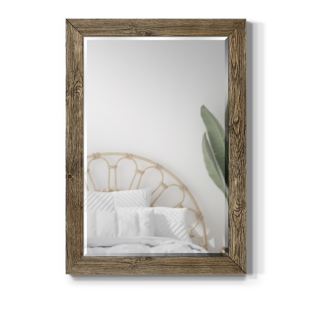 Rectangular Dark Room Walnut Wooden Framed Body Mirror Decor Farmhouse Wall M…