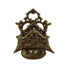 Brass Letter Holder Napkin Ornate Victorian Desk Handcasted 80s Upper Deck