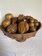 Vintage wooden fruit and pedestal bowl, centerpiece, handcrafted monkey pod