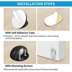 Door Stops 2 Pack, Magnetic Door Stopper, Self Adhesive, Black Floor Mount