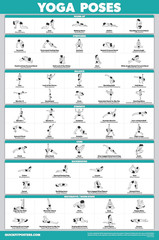 Quickfit Yoga Position Exercise Poster – Yoga Asana Poses Chart – Laminated, 18″