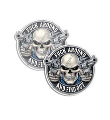 F around and find out Sticker Vinyl waterproof humor Skulls Made in USA 2 PACK