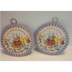 Vtg Chef Teddy Bear Love Is Home Cooking round Wall Hanging Trivet Cottage