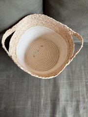 Rope Woven Basket Soft Storage Basket w/ Handles 11.8″ Home Décor Organization