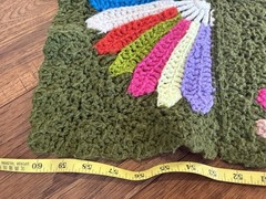Vtg Handmade Granny Square Crochet Afghan Cottage Core Avocado Green 39″ x 60″