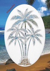 Palm Trees Window Decal 4×6 OVAL Etched Glass Look Static Clings Tropical Decor
