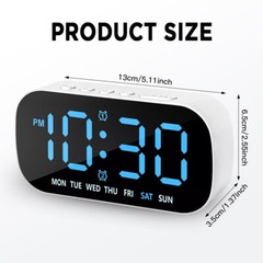 Digital Alarm Clock with 5-Level Brightness & Auto-Dim Night Mode for Bedroom
