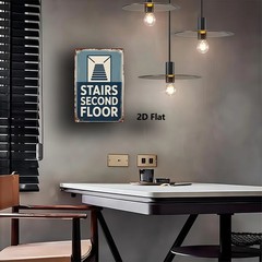 Stairs Second Floor Metal Sign Retro Directional Art for Hotel Office Building