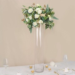 CLEAR 2 Round 32″ Cylinder Glass Flower VASES Centerpieces Party Decorations