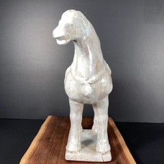 Vintage Tang Dynasty War Horse Sculpture Chinese Glazed Ceramic Statue 12 inches