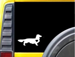 Longhair Dachshund little Heart Decal 6″ wide StickerJ617