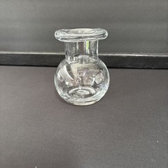 Vintage Clear Glass Bud Vase Rolled Rim Bulbous Round Mini Vase 4-1/2” Tall