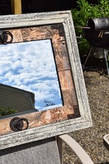 Rustic Birch Bark Framed Wall Mirror Distressed Wood Beveled Glass Farmhouse