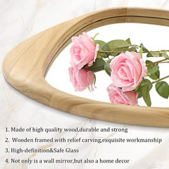 Large Wall Mirror with Irregular Wood Framed 24″x16″ Decorative Asymmetrical …