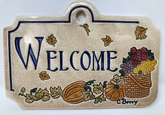 Longaberger Ceramic Plaque PUMPKINS FALL HAVEST Basket Carol Berry HTF