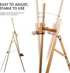 ARTIFY Large Solid Beechwood Painters Easel with Brush Holder for Adults