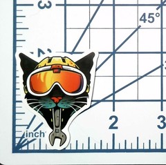 Mechanic Cat Wrench Die Cut Vinyl Sticker Decal Racing Gearhead Journal Gift