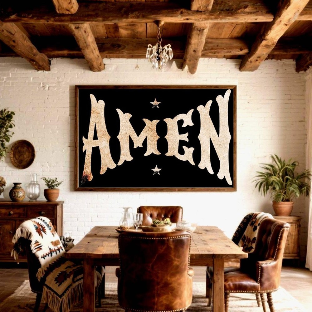 Amen Print, Christian Home Decor, Black White Amen Poster, Religious Prayer