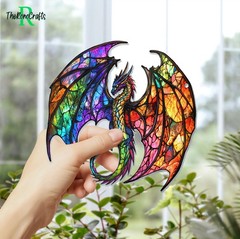 Fantasy Dragon Suncatcher, Dragon Acrylic Window Hanging Decor