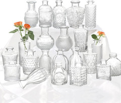 Glass Bud Vase Set of 22, Small Vases for Flowers, Clear Centerpieces, Mini in B