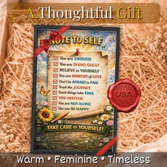 Note to Self Inspirational Wall Art Mental Health Framed Poster 11×17