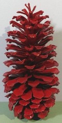 Red Painted Long Leaf Pinecone Decorative Shelf/Mantel Display Floral Pine Cone