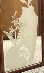 Vintage Randolph Buford Signed Etched Tiger Lily Mirror Wood Frame Wall Art