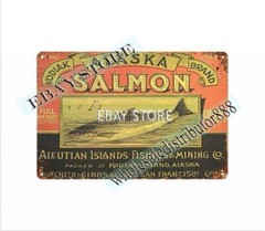 beautiful bedroom decor Kodiak Alaska Salmon metal tin sign
