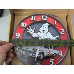 Ghostbusters Wall Clock Slimer Ecto-1 Movie Decor 9 Inch Round Analog Retro 80s