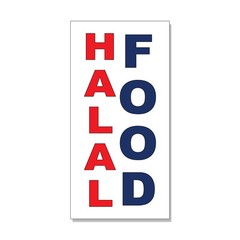Halal Food Red Blue Food Bar Restaurant Food Truck DECAL STICKER Store Sign