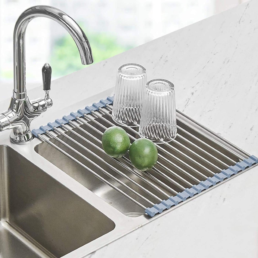 Seropy Roll Up Dish Drying Rack, Over The Sink 17.5 x 11.8 in, Gray