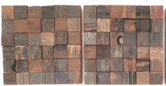 2pc Reclaimed Barnwood Wall Art 14″X14″ Rustic Modern Contemporary Urban Chic