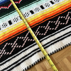 Handmade Knit Blanket Afghan Native American Southwestern Rustic Boho 50″x80″ EC