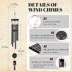 Customizable Memorial Wind Chime – Outdoor Bereavement with Removable Charms,