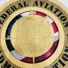 Federal Aviation Administration Handmade Round Laser Cut Wood Sign NEW
