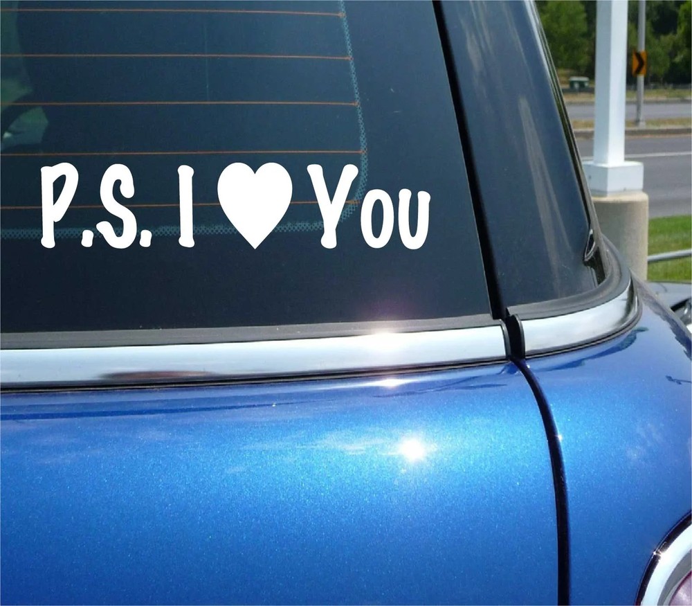 PS I LOVE YOU TOO HEART DECAL STICKER FUNNY FAMILY NURSERY ROOM DOOR CAR DECAL