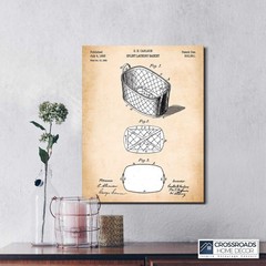 Laundry Room Décor, Patent Laundry Basket Canvas Print, Ready To Hang