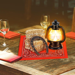72 Pcs Western Cowboy Centerpieces Decorations with Horseshoe Lantern Mini Hayst