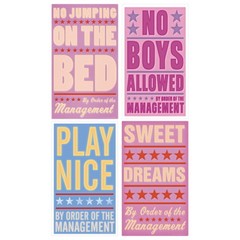 Bedroom Rules Girls Room Wall Decal Set Vintage Style Home Decor Bundle