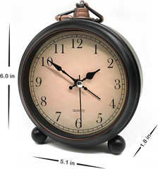 Vintage Retro Analog Alarm Clock, 4.5 Inch Super Silent Non Ticking Small Clock