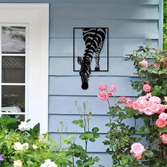 Zebra 11.8 x 6.7 Metal Silhouette Wall Art Decor- Minimalist Black Animal Statue