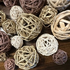Assorted Multi-Color Wicker Decorative Balls Set Gold White Beige Brown